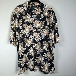 Milano Bay Men's Hawaiian Shirt Black Tan Short Sleeve Button Up Tropical Sz XXL
